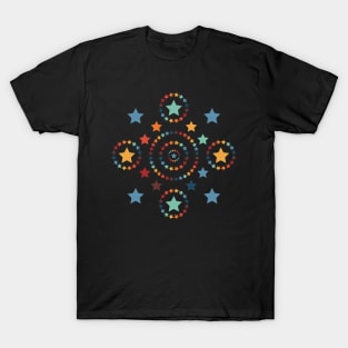 Rainbow Stars on Black T-Shirt